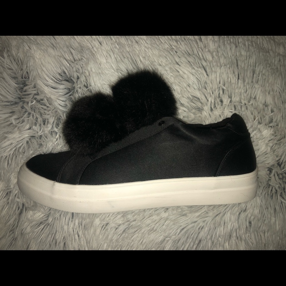 Black Pom Pom Lace Ups